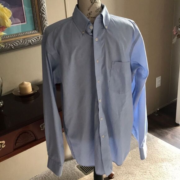 Chaps Mens Dress Shirt Extra Large Blue - Picture 2 of 9